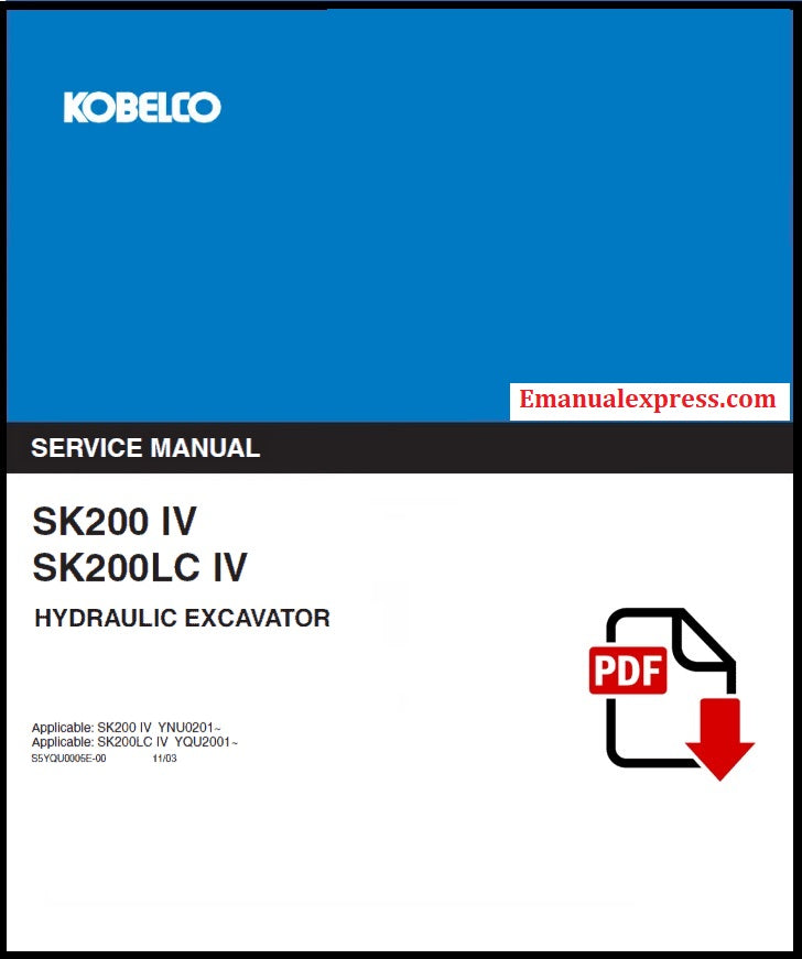 Download PDF - Kobelco SK200 IV, SK200LC IV Hydraulic Excavator Repair Service Manual