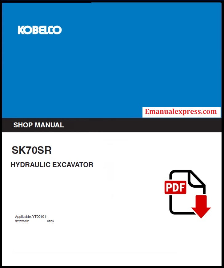 Download PDF - Kobelco SK70SR Hydraulic Excavator Service Repair Shop Manual