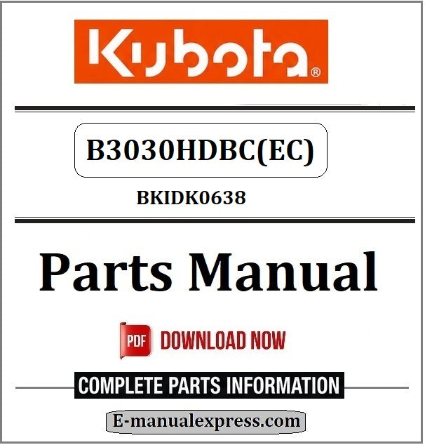 Download Kubota B3030HDBC(EC) Tractor Parts Manual BKIDK0638