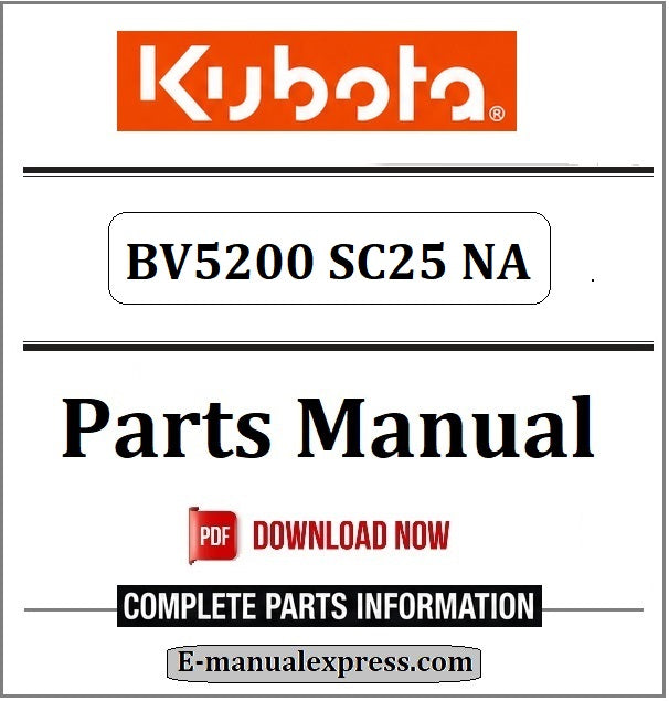 Download Kubota BV5200 SC25 NA Parts Manual