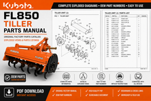Load image into Gallery viewer, Kubota FL850 Tiller Parts Manual