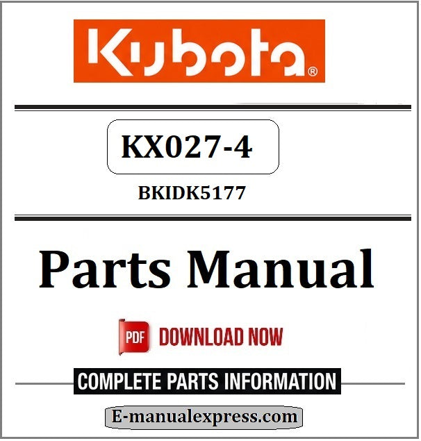 Kubota KX027-4 Parts Manual BKIDK5177