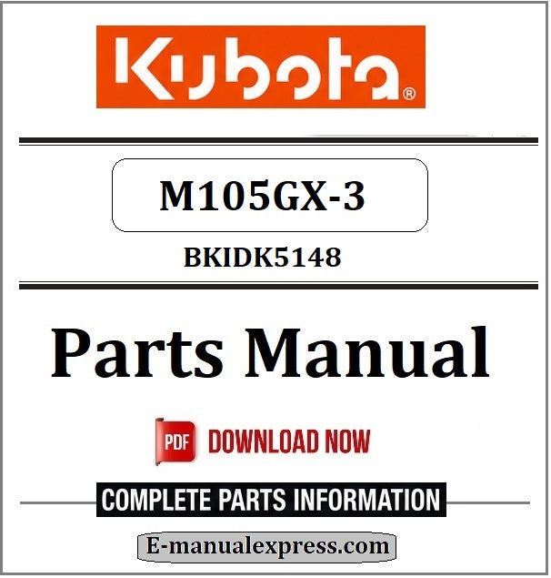 Download Kubota M105GX-3 Parts Manual BKIDK5148