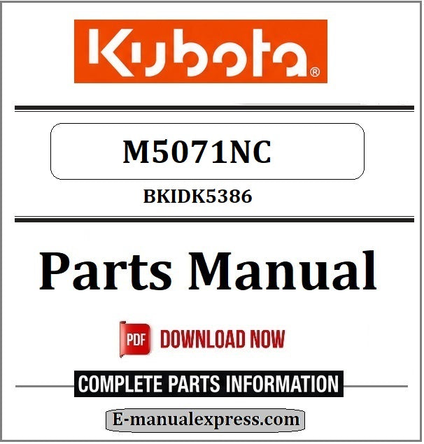 Kubota M5071NC Parts Manual BKIDK5386