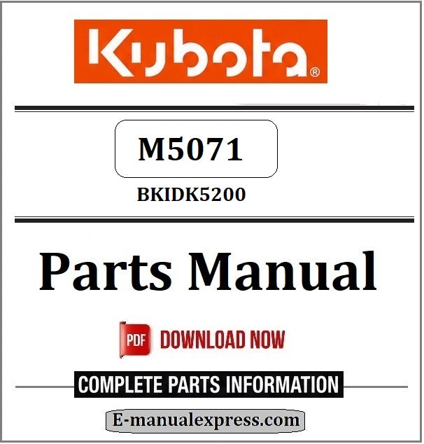 Kubota M5071 Parts Manual BKIDK5200