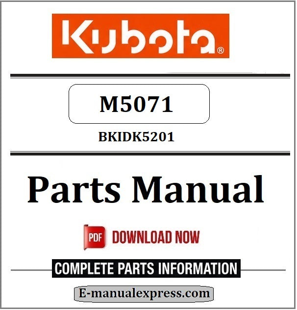 Kubota M5071 Parts Manual BKIDK5201
