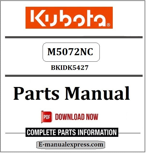 Kubota M5072NC Parts Manual BKIDK5427