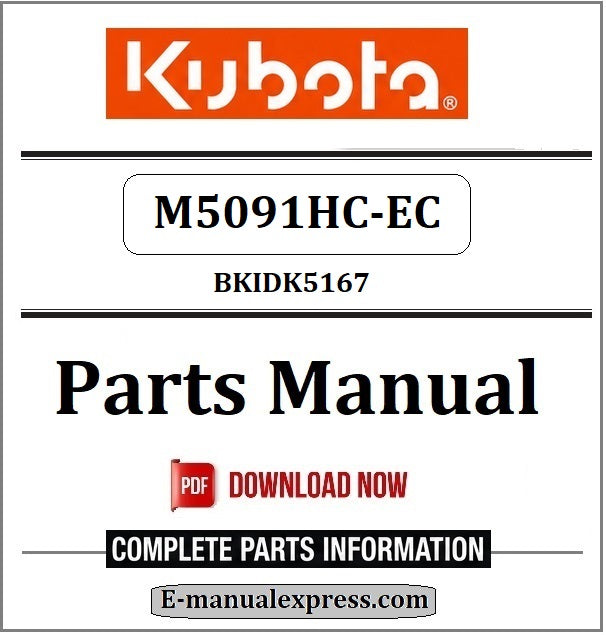 Kubota M5091HC-EC Parts Manual BKIDK5167