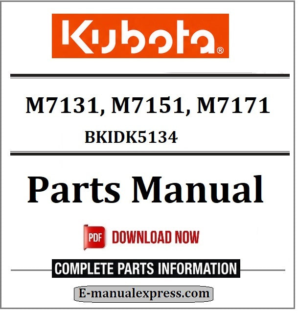 Download Kubota M7131, M7151, M7171 Parts Manual BKIDK5134