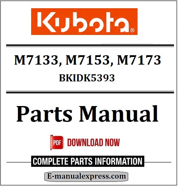 Download Kubota M7133, M7153, M7173 Parts Manual BKIDK5393