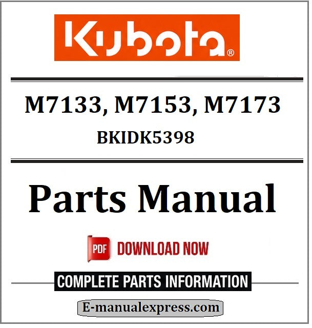 Download Kubota M7133, M7153, M7173 Parts Manual BKIDK5398