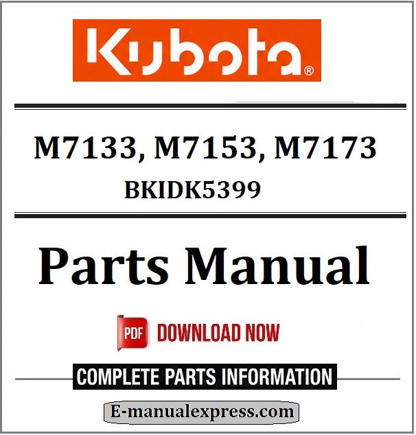 Kubota M7133, M7153, M7173 Parts Manual Download BKIDK5399