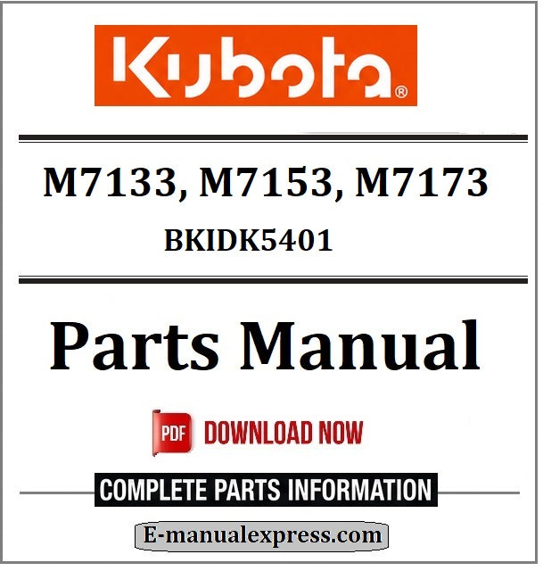 Download Kubota M7133, M7153, M7173 Parts Manual BKIDK5401
