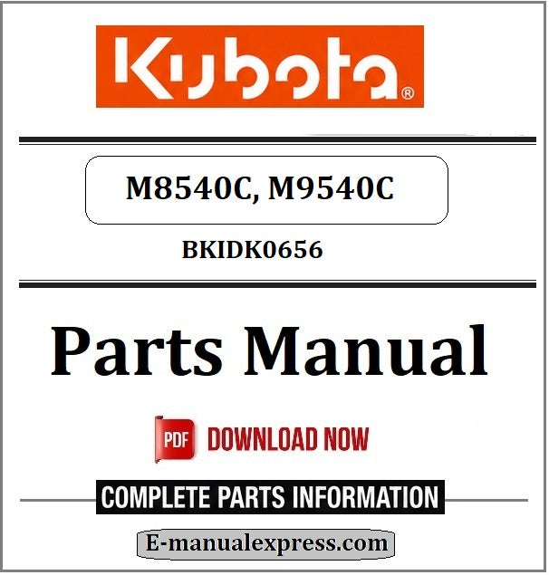 Kubota M8540C, M9540C Parts Manual BKIDK0656
