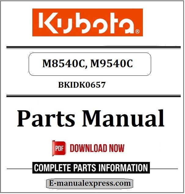 Kubota M8540C, M9540C Parts Manual BKIDK0657