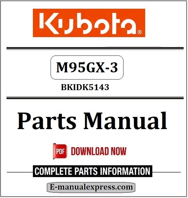 Kubota M95GX-3 Parts Manual BKIDK5143