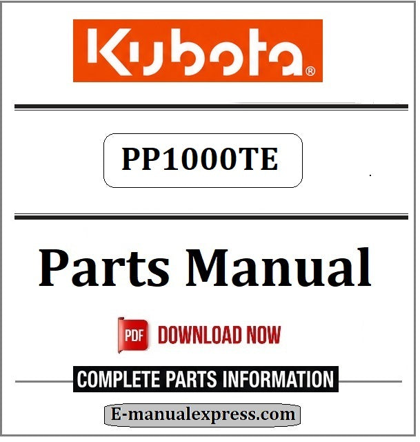 Download Kubota PP1000TE Parts Manual