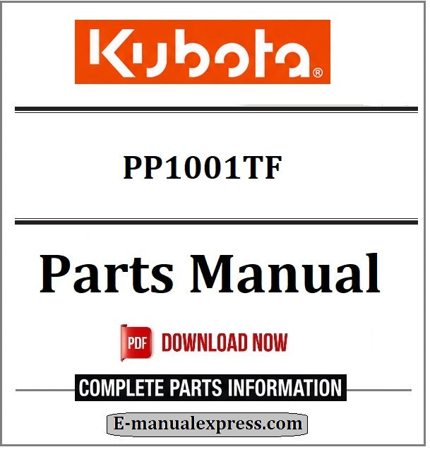 Download Kubota PP1001TF Parts Manual