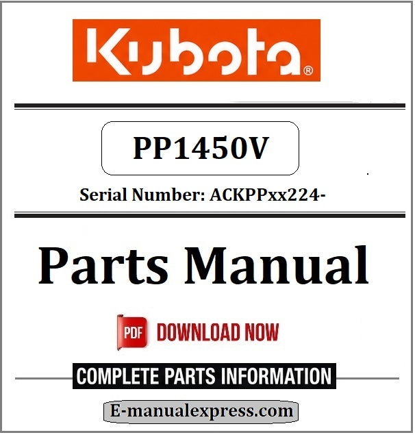 Download Kubota PP1450V Parts Manual