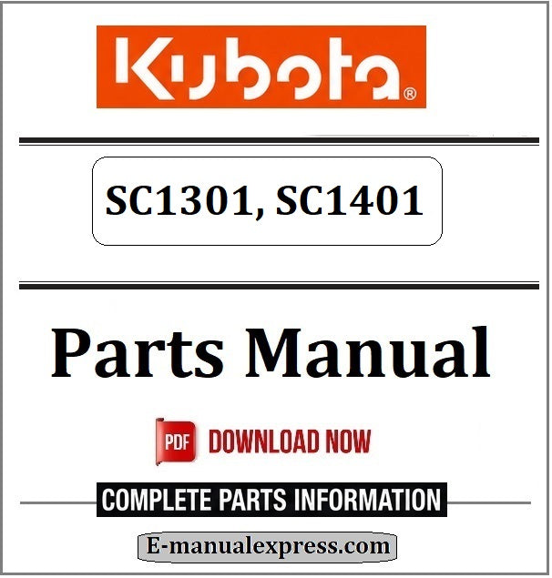 Kubota SC1301, SC1401 Parts Manual