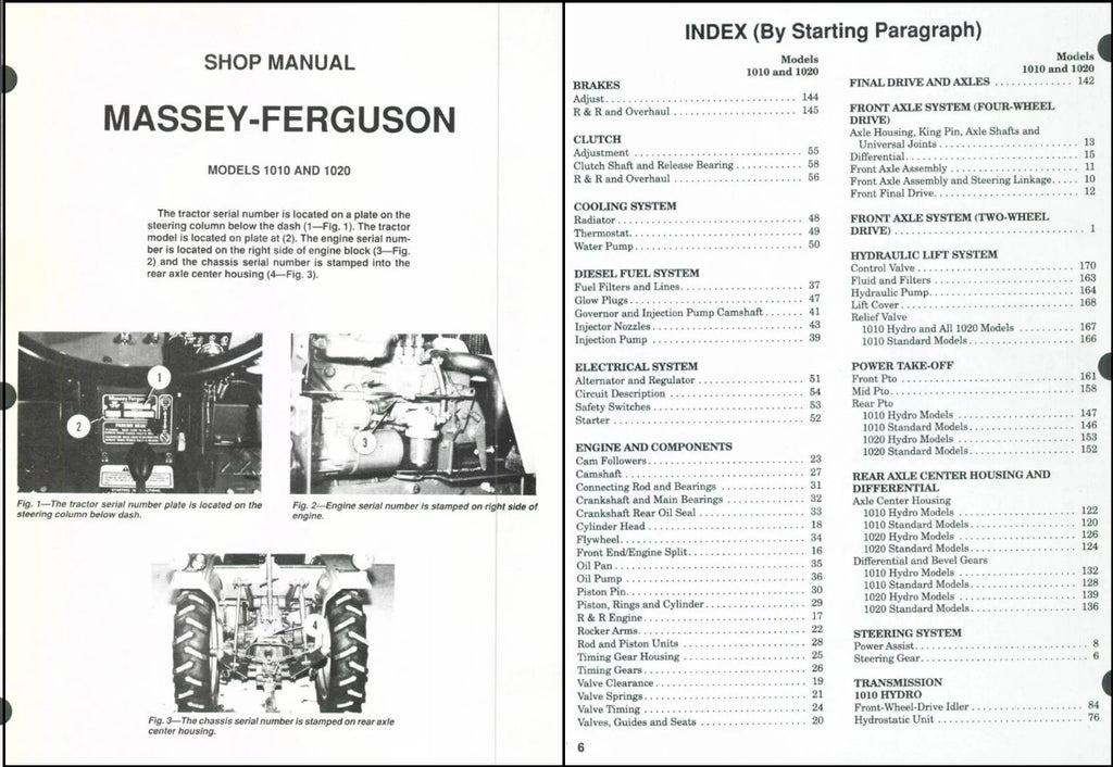 Massey Ferguson 1010, 1020 Tractor PDF Shop Manual