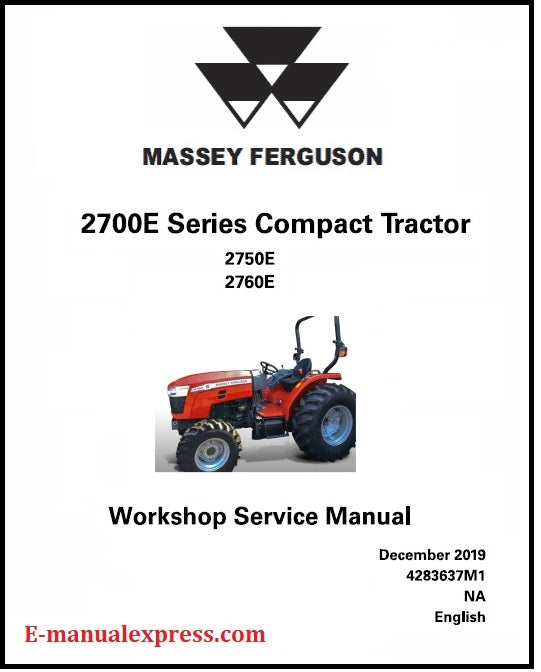 Massey Ferguson 2750E, 2760E Compact Tractor PDF Workshop Service Manual
