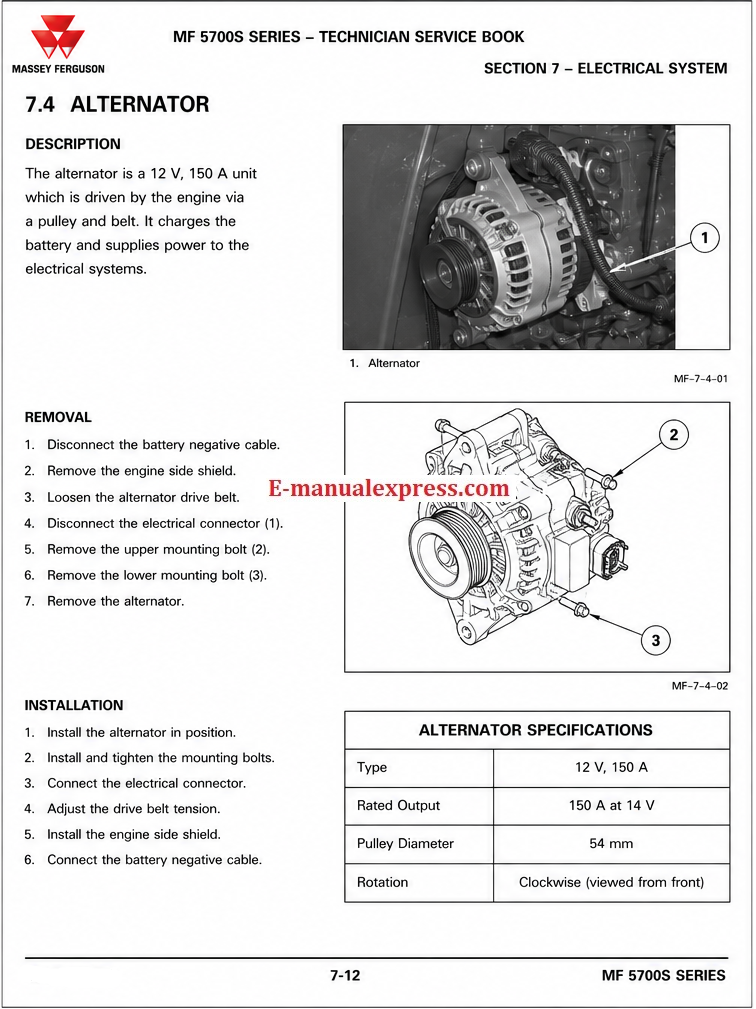 Download Massey Ferguson MF 5709S, MF 5710S, MF 5711S, MF 5712S, MF 5713S Tractor Technician Service Book