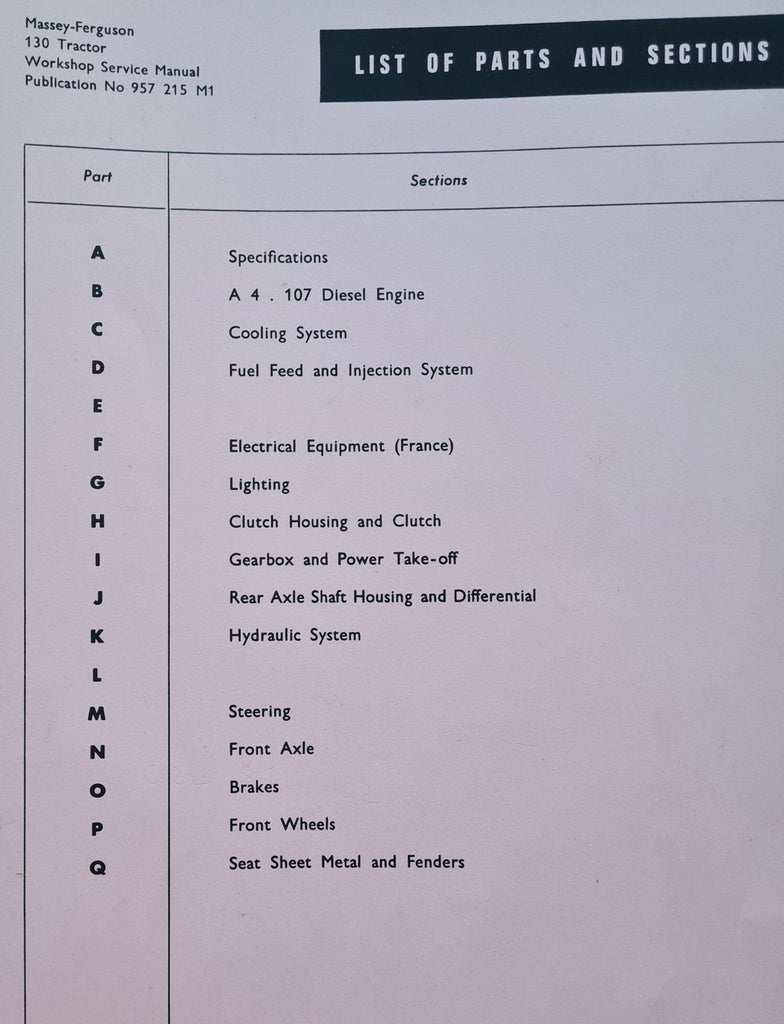 Massey Ferguson 130 Tractor PDF Workshop Service Manual