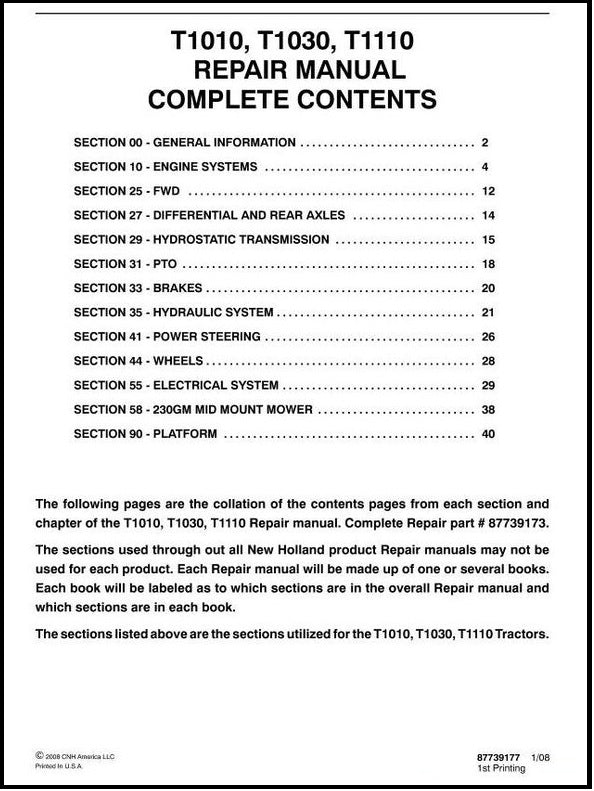 Download PDF - New Holland T1010, T1030, T1110 Tractor Service Repair Manual