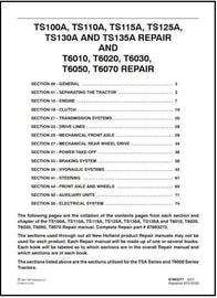 Download PDF - New Holland TS100A, TS110A, TS115A, T6010, T6050, T6070 Tractor Service Repair Manual
