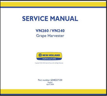 Load image into Gallery viewer, Download PDF - New Holland VN240 and VN260 Grape Harvester Service Repair Manual