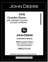 Load image into Gallery viewer, OMT275118 - John Deere 850J Crawler Dozer Operator Manual PDF Download