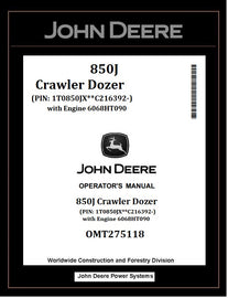 OMT275118 - John Deere 850J Crawler Dozer Operator Manual PDF Download