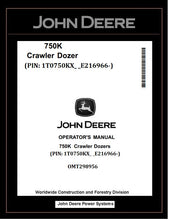 Load image into Gallery viewer, OMT298956 - John Deere 750K Crawler Dozer Operator Manual PDF Download