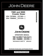 Load image into Gallery viewer, OMT355293X19 - John Deere 750K, 850K Crawler Dozer Operator Manual PDF Download
