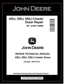 John Deere TM10294 Manual PDF – 450J 550J 650J Crawler Dozer Service Repair Technical (SN. 141667-159986) Download