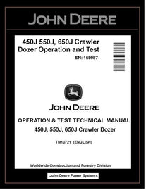 John Deere TM10721 Manual PDF – 450J 550J 650J Crawler Dozer Operation and Test Technical Download