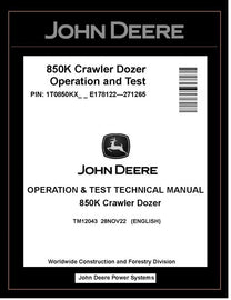 John Deere TM12043 Manual PDF – 850K Crawler Dozer Operation and Test Technical (SN. E178122-271265) Download