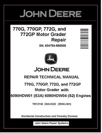 TM12142 REPAIR TECHNICAL MANUAL - JOHN DEERE 770G 770GP 772G 772GP MOTOR GRADER BEST PDF DOWNLOAD