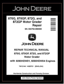 TM12146 REPAIR TECHNICAL MANUAL - JOHN DEERE 870G 870GP 872G 872GP MOTOR GRADER DOWNLOAD PDF