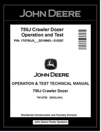 John Deere TM12709 Manual PDF – 750J Crawler Dozer Operation and Test Technical (PIN: 1T0750JX_ _ D219963-310257) Download