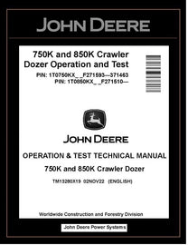 John Deere TM13280X19 Manual PDF – 750K 850K Crawler Dozer Operation and Test Technical Download