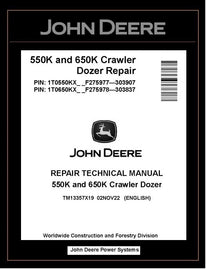 John Deere TM13357X19 Manual PDF – 550K 650K Crawler Dozer Service Repair Technical Download