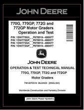 Load image into Gallery viewer, TM14070X19 OPERATION AND TEST TECHNICAL MANUAL - JOHN DEERE 770G 770GP 772G 772GP MOTOR GRADER DOWNLOAD