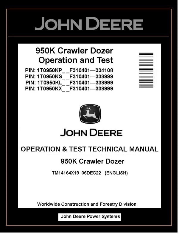 TM14164X19 OPERATION AND TEST TECHNICAL MANUAL - JOHN DEERE 950K CRAWLER DOZER BEST PDF DOWNLOAD