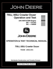 Load image into Gallery viewer, TM2260 OPERATION AND TEST TECHNICAL MANUAL - JOHN DEERE 750J (S.N -141343) 850J (S.N -130885) CRAWLER DOZER BEST PDF DOWNLOAD