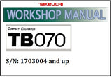 Download PDF - Takeuchi TB070 and TB070W Compact Excavator Service Repair Manual S/N: 1703004 and up