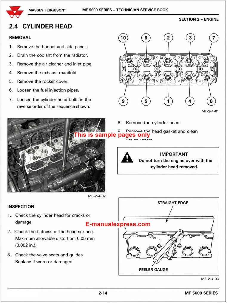 PDF Massey Ferguson MF 5608, 5609, 5610, 5611, 5612, 5613 Tractor (MF 5600 Series) Technician Service Book 