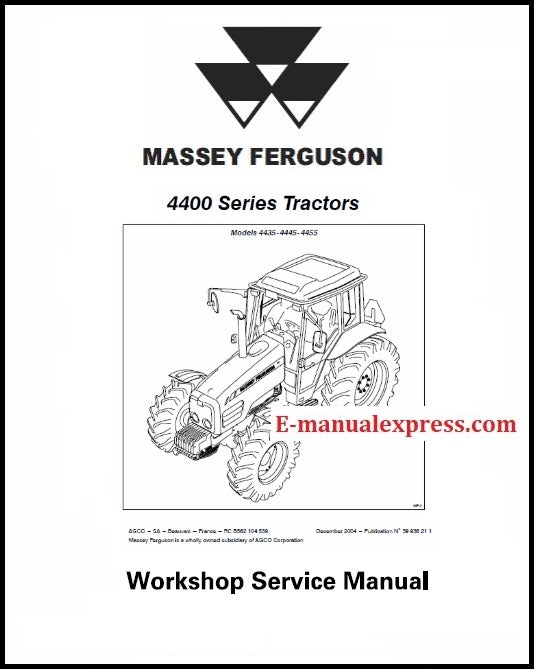 Workshop Service Manual Massey Ferguson MF 4400 Series Tractor PDF